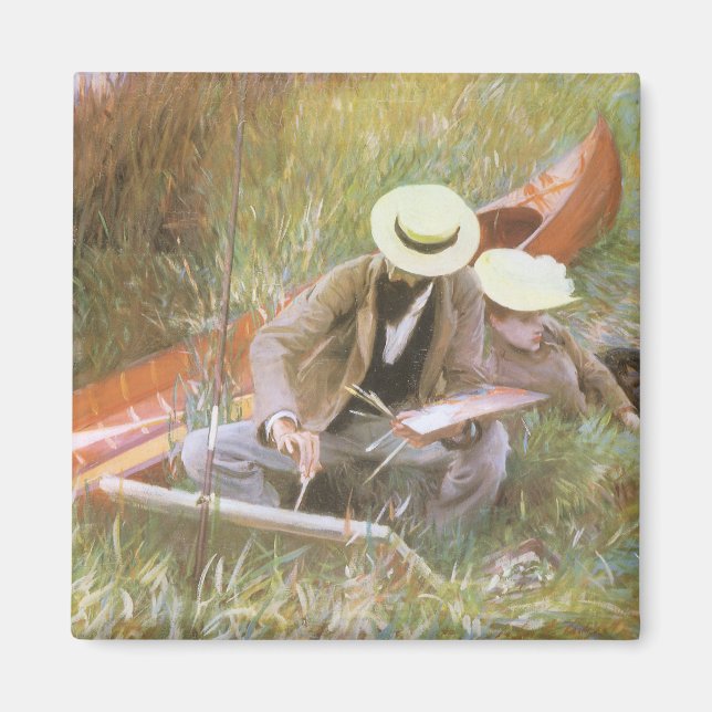 Paul Helleu Sketching med sin fru av JS Sargent Magnet (Framsidan)