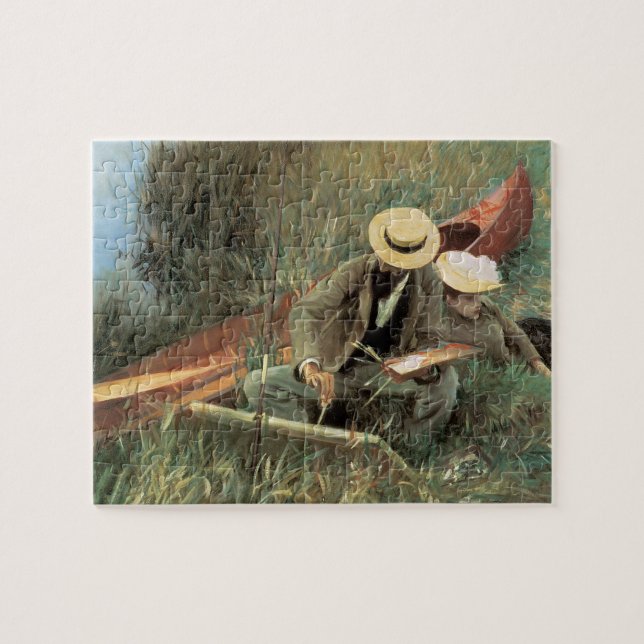 Paul Helleu Sketching med sin fru av JS Sargent Pussel (Horisontell)