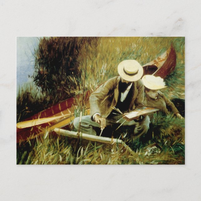 Paul Helleu som skissar med hans fru Vykort (Framsida)