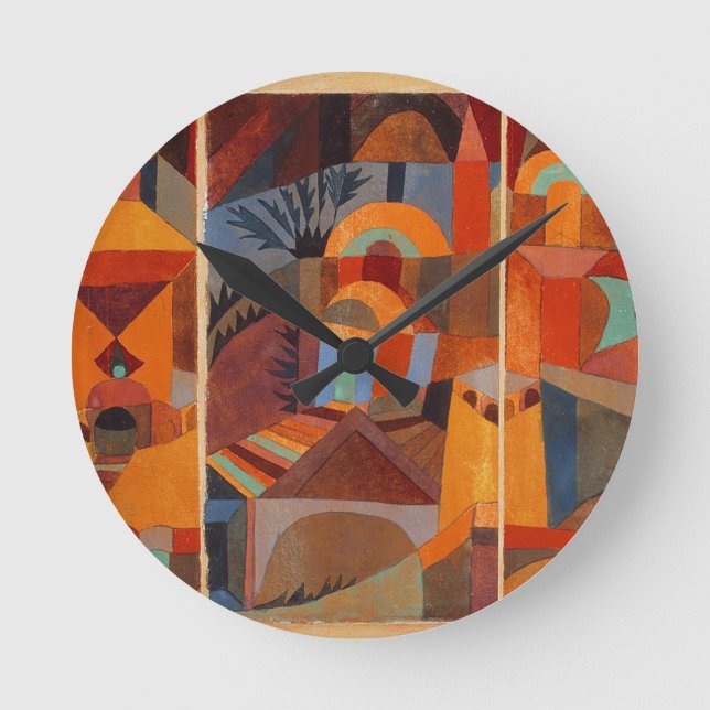 Paul Klee Abstrakt Art Modern Orange Painting Rund Klocka (Framsida)