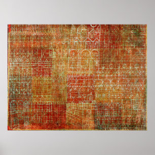 Paul Klee abstrakt-grafik, katedral Poster
