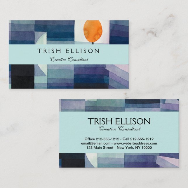 Paul Klee Abstrakt Träd Blue Painting Visitkort (Fram/baksida)