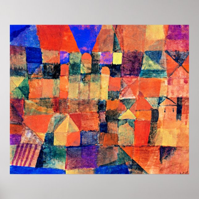 Paul Klee art, City med de tre domarna Poster (Framsidan)
