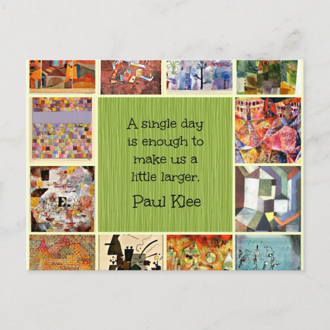 Paul Klee Art Collage med Quotation Vykort (Framsida)