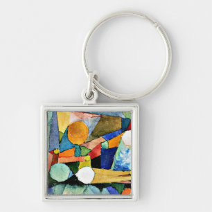 Paul Klee art: Färg-former Fyrkantig Silverfärgad Nyckelring