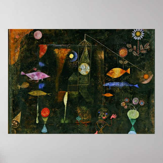 Paul Klee art: Fish Magic, berömd Klee-målning Poster (Framsidan)