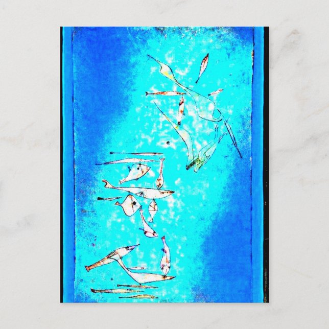 Paul Klee art: Fiskbild, smärtsam med Klee Vykort (Framsida)