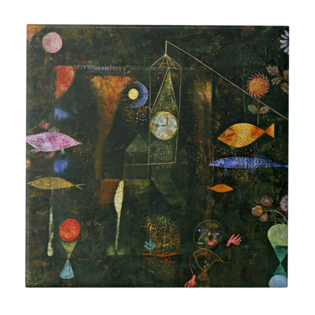 Paul Klee art: Fiskmagi, berömd Klee-målning Kakelplatta (Framsidan)