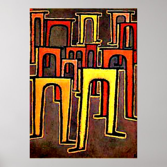 Paul Klee art - Revolution av Viaduct-1937 Poster (Framsidan)
