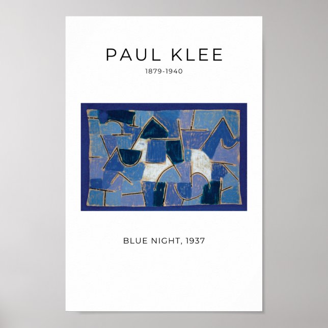 Paul Klee, Blue Night - Modern Abstrakt Art Poster (Framsidan)
