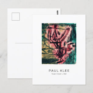 Paul Klee, Fire Clown - Colorful Abstrakt Art Vykort