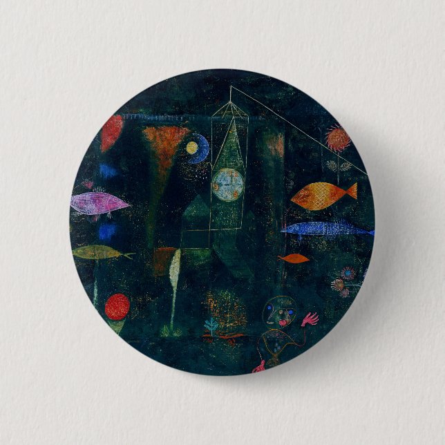 Paul Klee Fish Magic Abstrakt Målning Grafisk Kons Knapp (Framsida)