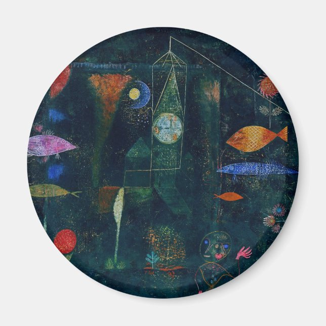 Paul Klee Fish Magic Abstrakt Målning Grafisk Kons Magnet (Framsidan)