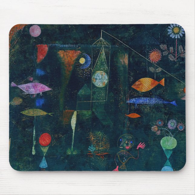 Paul Klee Fish Magic Abstrakt Målning Grafisk Kons Musmatta (Framsidan)