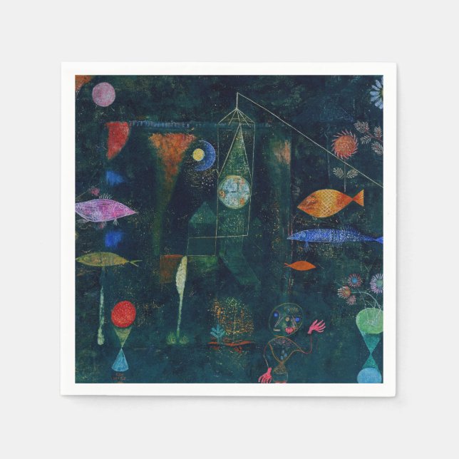 Paul Klee Fish Magic Abstrakt Målning Grafisk Kons Pappersservett (Framsidan)