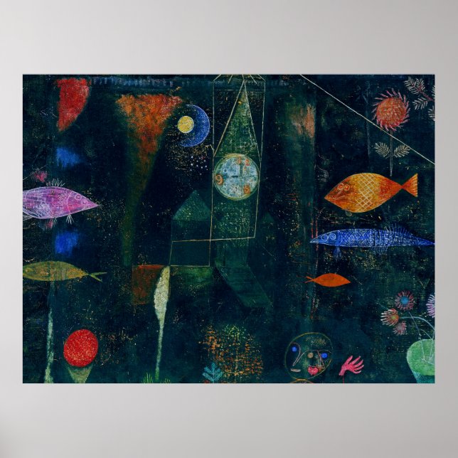 Paul Klee Fish Magic Abstrakt Målning Grafisk Kons Poster (Framsidan)