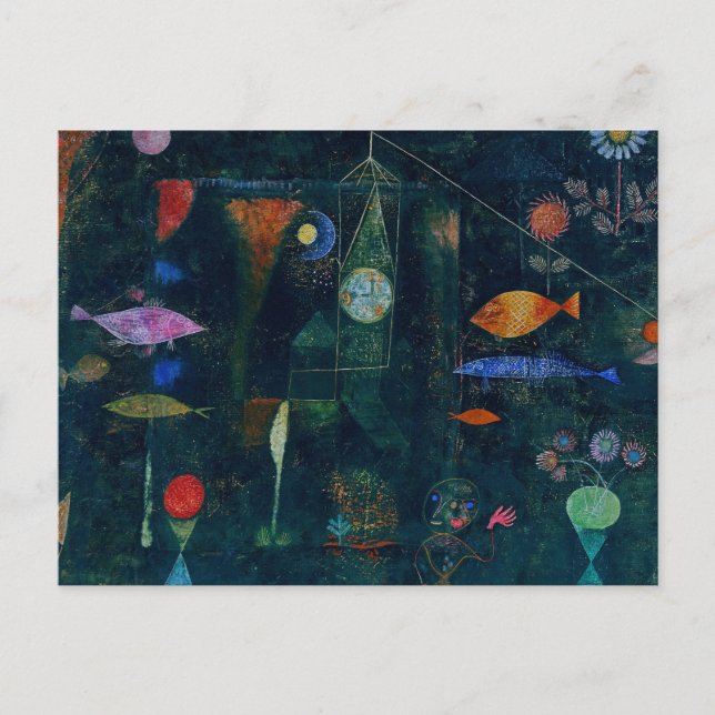 Paul Klee Fish Magic Abstrakt Målning Grafisk Kons Vykort (Framsida)