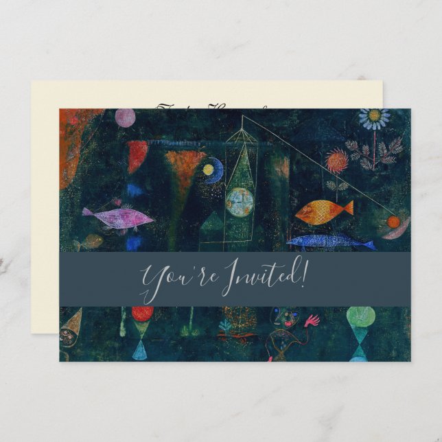 Paul Klee Fish Magic Abstrakt Painting Graphic Art Inbjudningar (Fram/baksida)