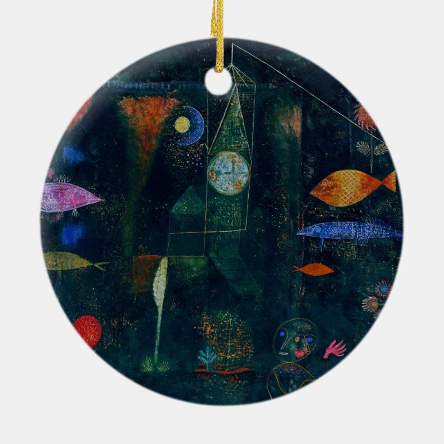 Paul Klee Fish Magic Abstrakt Painting Graphic Art Julgransprydnad Keramik (Baksidan)