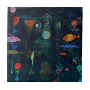 Paul Klee Fish Magic Abstrakt Painting Graphic Art Kakelplatta