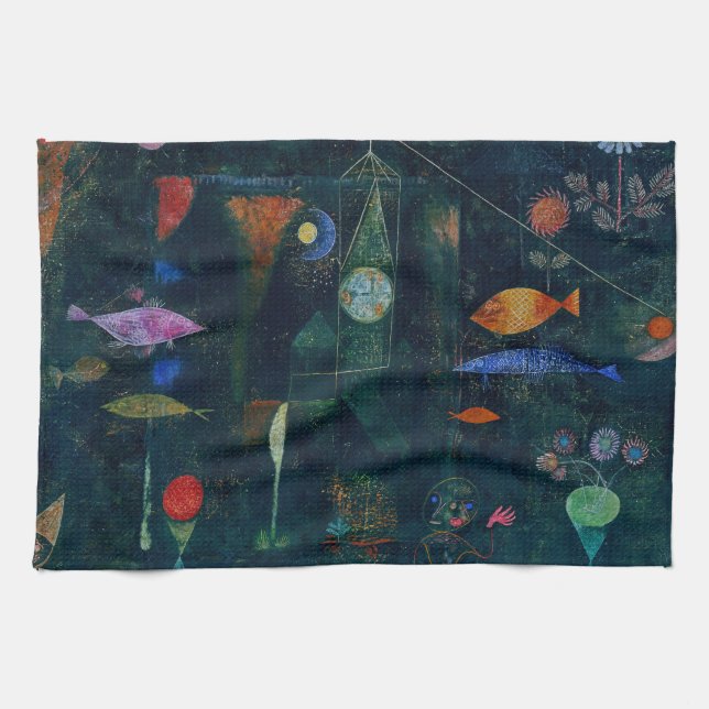 Paul Klee Fish Magic Abstrakt Painting Graphic Art Kökshandduk (Horisontell)