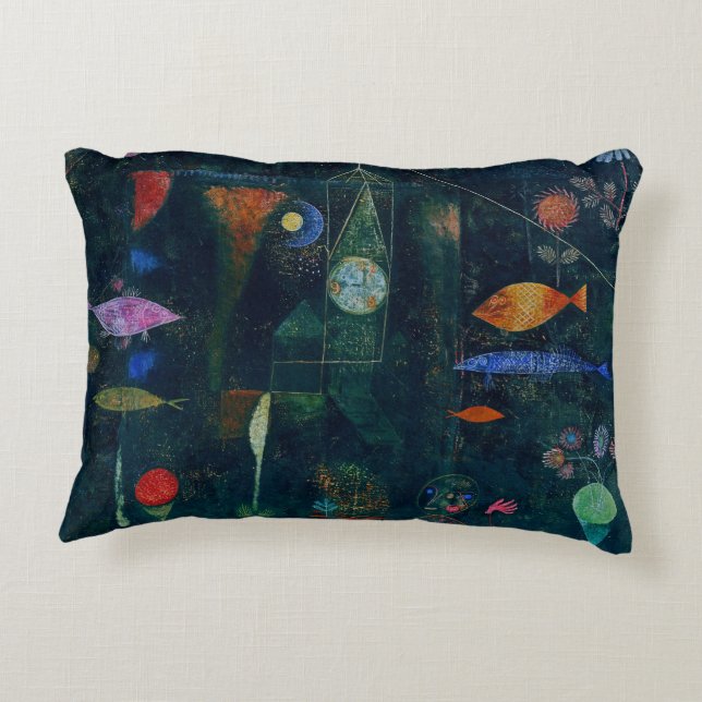 Paul Klee Fish Magic Abstrakt Painting Graphic Art Prydnadskudde (Baksidan)