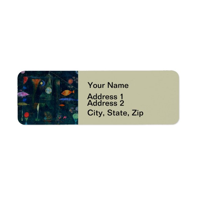 Paul Klee Fish Magic Abstrakt Painting Graphic Art Returadress Etikett (Framsidan)