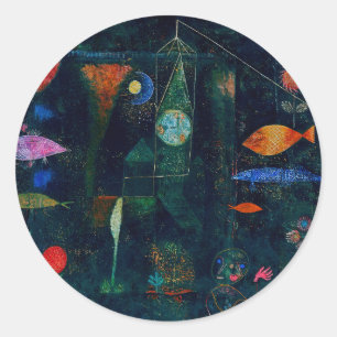 Paul Klee Fish Magic Abstrakt Painting Graphic Art Runt Klistermärke