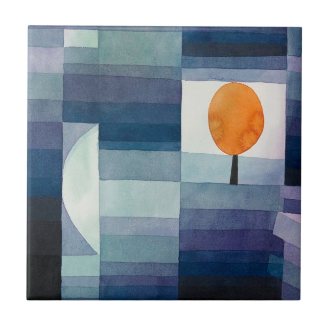 Paul Klee Förebud om Höstblå Modern Abstrakt Kakelplatta (Framsidan)