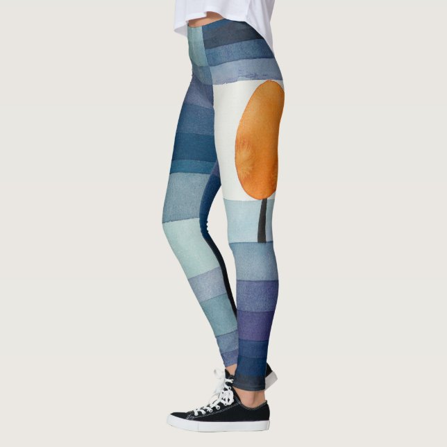 Paul Klee Förebud om Höstblå Modern Abstrakt Leggings (Vänster)