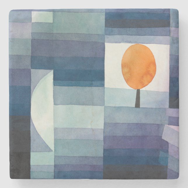 Paul Klee Förebud om Höstblå Modern Abstrakt Stenunderlägg (Framsidan)