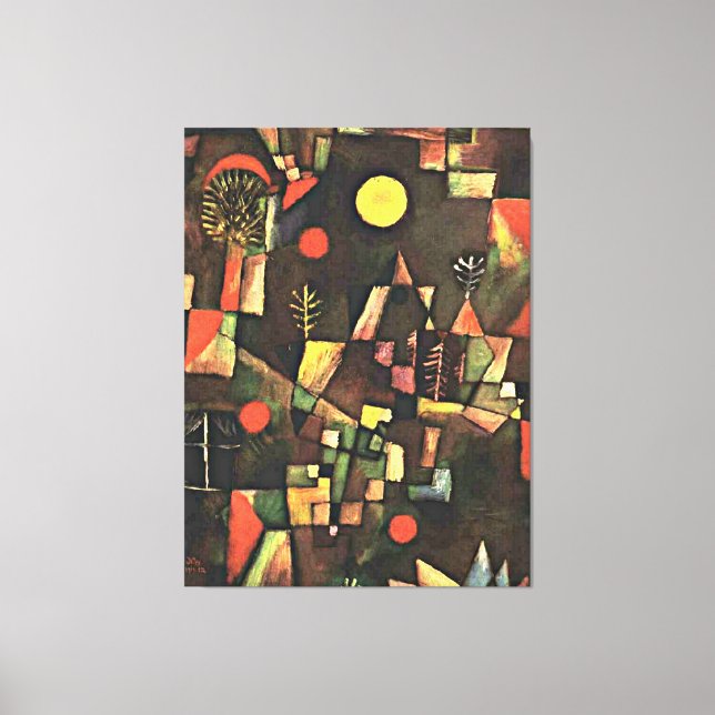 Paul Klee - Full Moon, berömd-målning, Canvastryck (Framsida)
