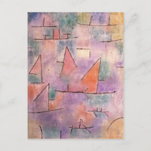 Paul Klee-Harbour med segelflyg fraktaser Vykort