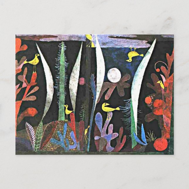 Paul Klee: Landskap med gula fåglar målning Vykort (Framsida)