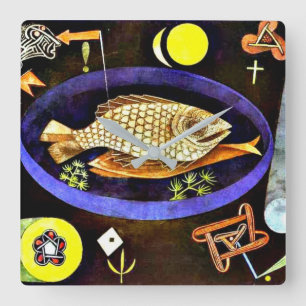 Paul Klee-målning, akroundfisk Fyrkantig Klocka