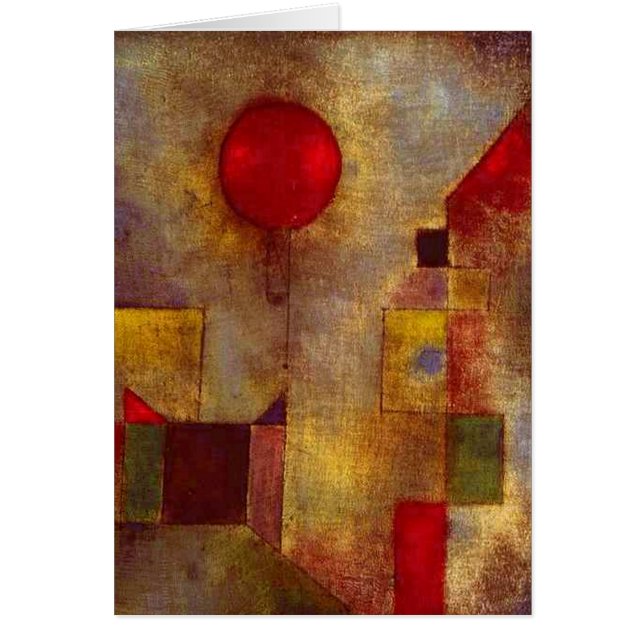Paul Klee Red Balloon Abstrakt Colorful Art Hälsningskort (Framsidan)