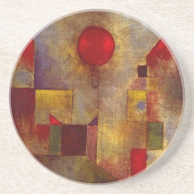 Paul Klee Red Balloon Abstrakt Colorful Art Underlägg Sandsten (Framsidan)