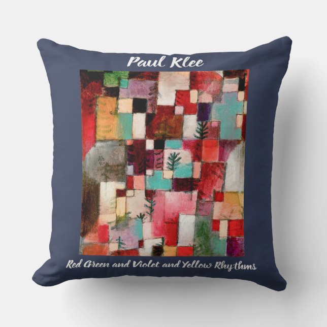 Paul Klee Red Grönt and Violet and Gult Rhythms Kudde (Framsida)