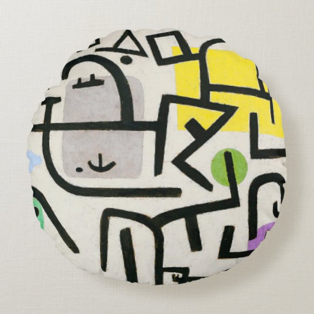 Paul Klee Rik Harbour Abstrakt Expressionism Rund Kudde (Framsidan)