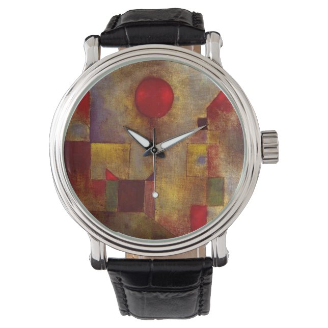Paul Klee Röd Ballong Abstrakt Färgrik Konst  Armbandsur (Framsida)