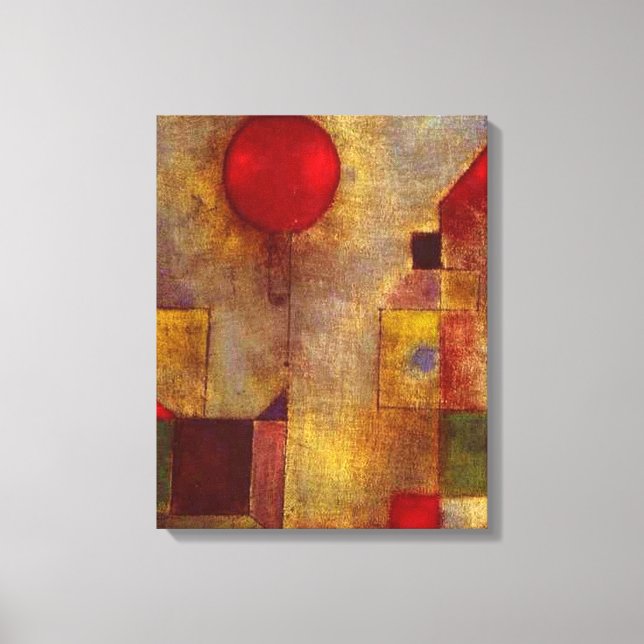 Paul Klee Röd Ballong Abstrakt Färgrik Konst  Canvastryck (Framsida)