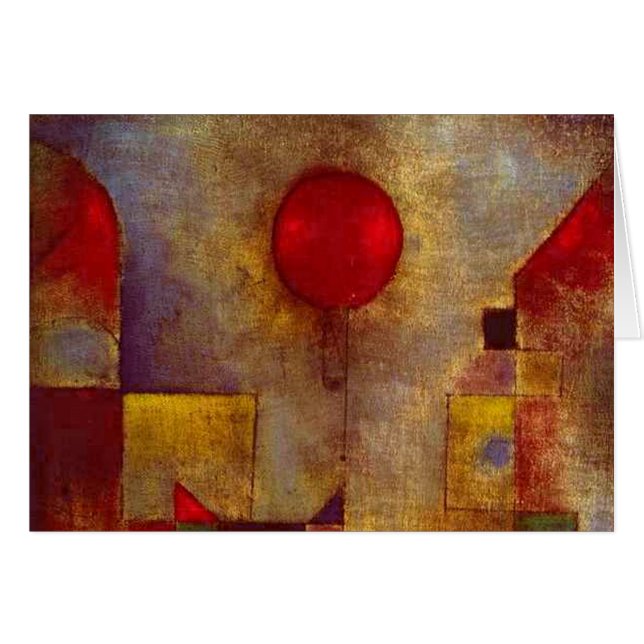 Paul Klee Röd Ballong Abstrakt Färgrik Konst  Hälsningskort (Framsidan Horizontal)