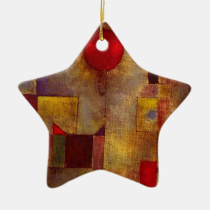 Paul Klee Röd Ballong Abstrakt Färgrik Konst Julgransprydnad Keramik