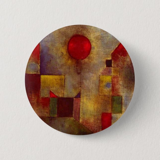 Paul Klee Röd Ballong Abstrakt Färgrik Konst  Knapp (Framsida)