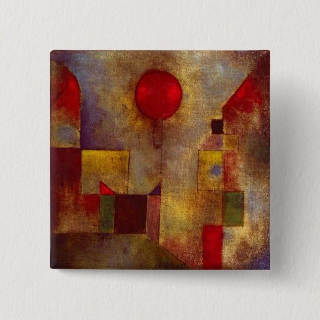 Paul Klee Röd Ballong Abstrakt Färgrik Konst  Knapp (Framsida)