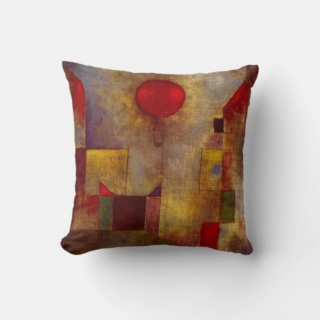 Paul Klee Röd Ballong Abstrakt Färgrik Konst  Kudde (Framsida)