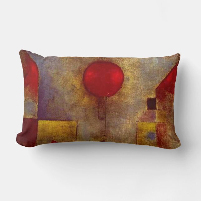 Paul Klee Röd Ballong Abstrakt Färgrik Konst  Lumbarkudde (Framsida)