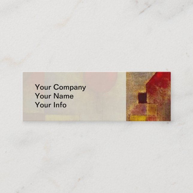 Paul Klee Röd Ballong Abstrakt Färgrik Konst  Mini Visitkort (Framsida)