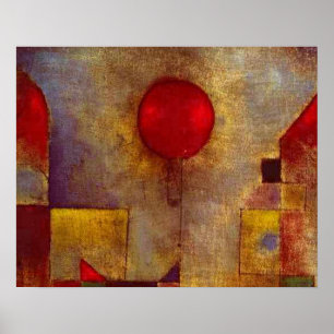 Paul Klee Röd Ballong Abstrakt Färgrik Konst Poster
