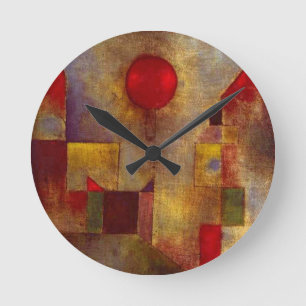 Paul Klee Röd Ballong Abstrakt Färgrik Konst  Rund Klocka